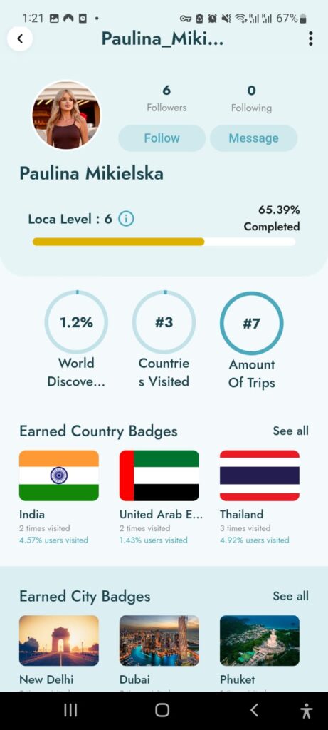 GoLoca App for travelers to unlock badges. Complete challenges and build your travel profile