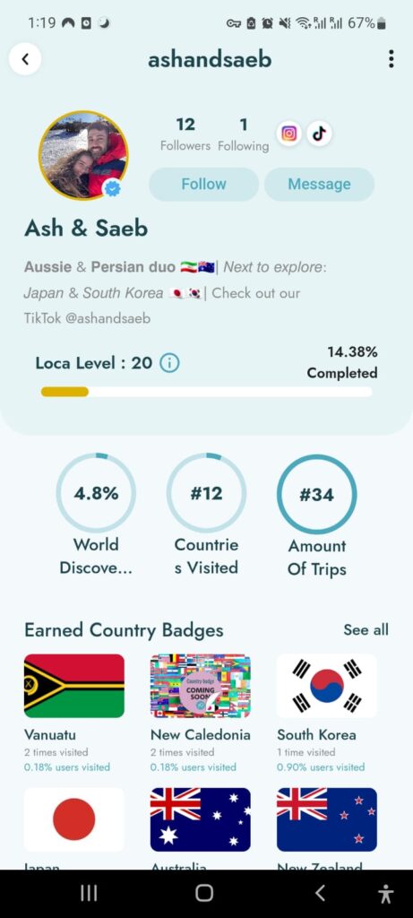 Travel Profile of digital nomads in the app for digital nomads GoLoca